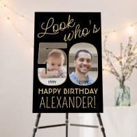 Look Who's 50 Black & Gold 2 Photo Birthday Party