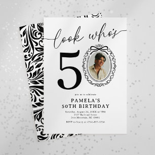 Look Who's 50! Elegant 50th Birthday Photo Invitation