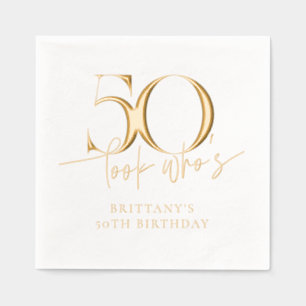 Look Who's 50 Funny Simple 50th Birthday Foil Napkins
