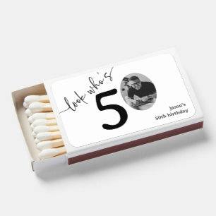 Look Who's 50! Modern Photo 50th Birthday Favor Matchboxes