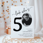 Look Who's 50! Modern Photo 50th Birthday Invitation<br><div class="desc">Celebrate the big 5-0 in style with our 'Look who's 50' Party Invites. Each invite features a stunning black italic serif font and elegant calligraphy script, set against a minimalist white background. The pièce de résistance? A photograph of the birthday star in the zero position! These invitations are perfect for...</div>