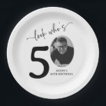 Look Who's 50! Modern Photo 50th Birthday Paper Plates<br><div class="desc">Celebrate turning 50 with style and personality! Our 'Look who's 50' Party Paper Plates are not just plates, they are a keepsake. With an added photo of the birthday star in the zero of the age, these plates transform a standard birthday celebration into a unique, memorable event. Not just an...</div>