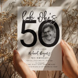 Look who's 50 | Photo 50th Birthday Invitation<br><div class="desc">Celebrate the big 5-0 in style with our customizable and chic 50th birthday invitation! This cleanly designed invitation plays with bold, black typography and a classic white background to emphasize the milestone you've reached. Incorporate your favorite photo into the design, tucked within the zero of '50', setting a personal and...</div>