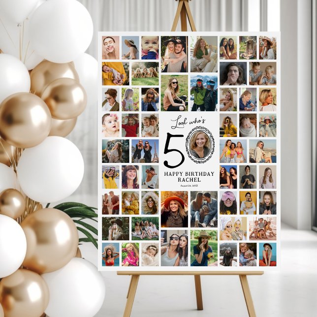 Look Whos 50 Photo Collage Fifty Birthday Foam Board (Creator Uploaded)