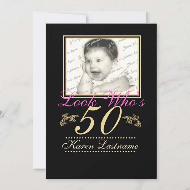 Look Who's 50 Photo Invitation (Front)