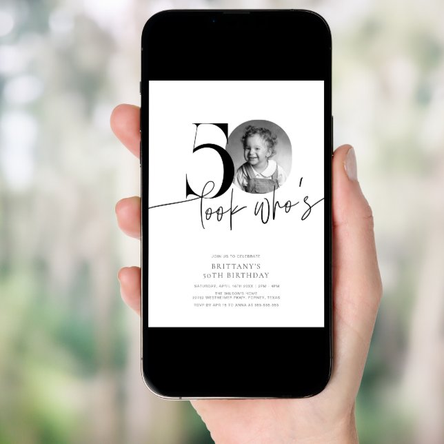 Look Who's 50 Simple Elegant 50th Birthday Invitation (Front Digital)