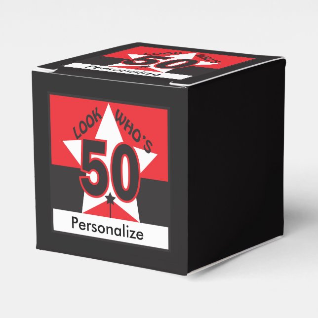 Look Who's 50 Years Old | 50th Birthday Favor Boxes (Front Side)