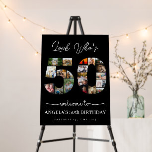 look who's 50 years old birthday photo collage foam board