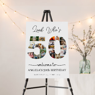 look who's 50 years old birthday photo collage foam board