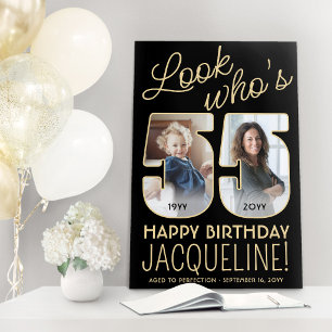 Look Who's 55 Black & Gold Birthday Party 2 Photo Foam Board