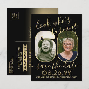 Look Who's 60 Birthday Party Save The Date 2 Photo Announcement Postcard
