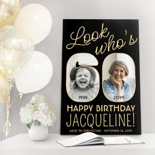Look Who's 60 Black & Gold 2 Photo Birthday Party Foam Board