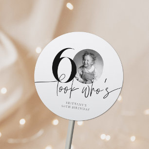 Look Who's 60 Funny Photo Simple 60th Birthday Classic Round Sticker