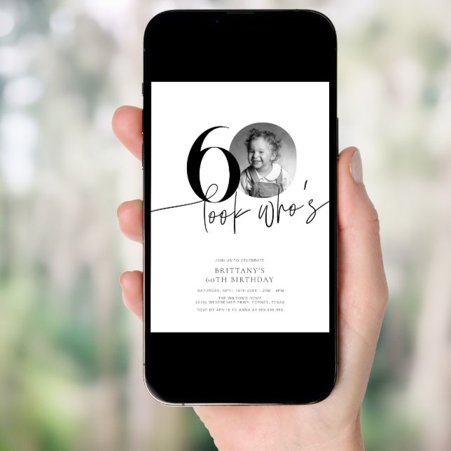 Look Who's 60 Funny Photo Simple 60th Birthday Invitation (Front Digital)