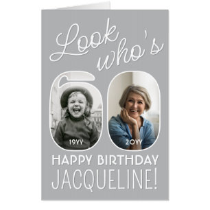 Look Who's 60 Giant Photo Numbers Birthday Party Card