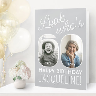 Look Who's 60 Giant Photo Numbers Birthday Party Card