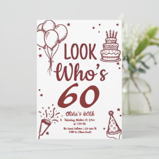Look Who's 60 Invite! Modern Photo 60th Birthday Invitation