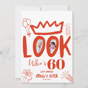Look Who's 60 Invite! Modern Photo 60th Birthday  Invitation