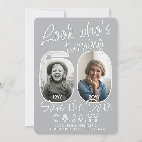 Look Who's 60 Modern Photo Numbers Birthday Party Save The Date