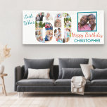 Look Who's 60 Photo Collage 60th Birthday Party Banner<br><div class="desc">Custom 60th birthday banner which you can personalize with a name and some of your favorite photos. The photo template displays your pictures in a photo collage which forms the number 60 as well as one main square picture. The design reads "look who's 60 .. Happy Birthday [your name]".</div>