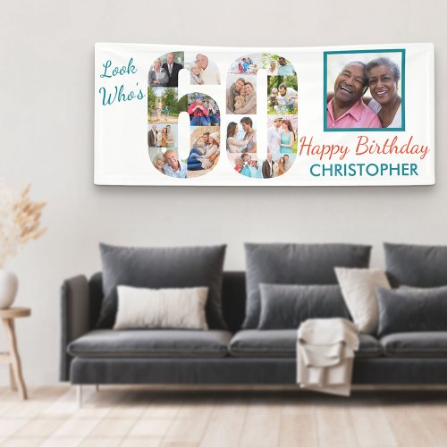 Look Whos 60 Photo Collage 60th Birthday Party Banner