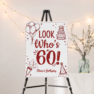 Look Who's 60 Sign! Modern Photo 60th Birthday Foam Board