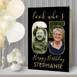 Look Who's 65 Black Gold 65th Birthday Giant Photo Card<br><div class="desc">Look who's 65! Go big with your happy birthday wishes with an extra large two photo 65th birthday card. The photos and wording on this template are simple to personalize and all colors and fonts are easy to change with the Zazzle design tool. Create your own unique keepsake gift that...</div>