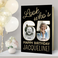 Look Who's 65 Black & Gold Giant 2 Photo Birthday
