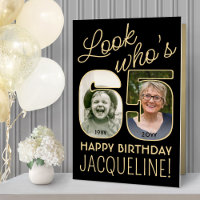 Look Who's 65 Black & Gold Giant 2 Photo Birthday