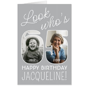 Look Who's 65 Giant Photo Numbers Birthday Party Card