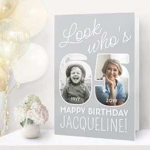 Look Who's 65 Giant Photo Numbers Birthday Party Card