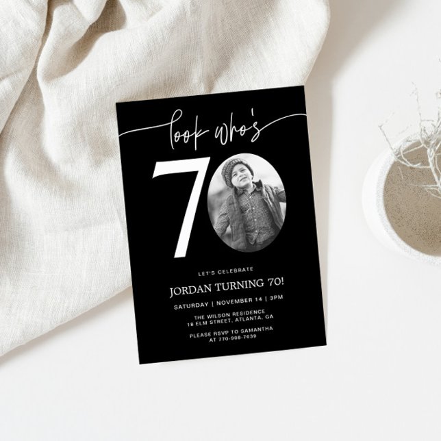 Look Who's 70 | Black 70th Birthday Invite (Creator Uploaded)