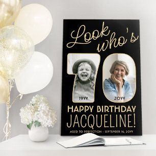 Look Who's 70 Black & Gold 2 Photo Birthday Party Foam Board