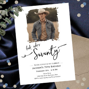 Look Who's 70 Minimal Photo Birthday Invitation