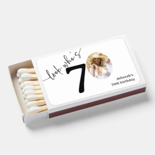 Look Who's 70! Modern Photo 70th Birthday Favor Matchboxes