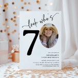 Look Who's 70! Modern Photo 70th Birthday Invitation<br><div class="desc">Celebrate the big 7-0 in style with our 'Look who's 70' Party Invites. Each invite features a stunning black italic serif font and elegant calligraphy script, set against a minimalist white background. The pièce de résistance? A photograph of the birthday star in the zero position! These invitations are perfect for...</div>