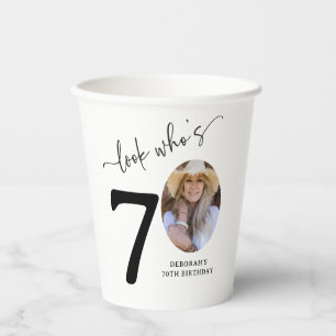 Look Who's 70! Modern Photo 70th Birthday Paper Cups