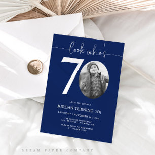 Look Who's 70   Navy 70th Birthday Invite
