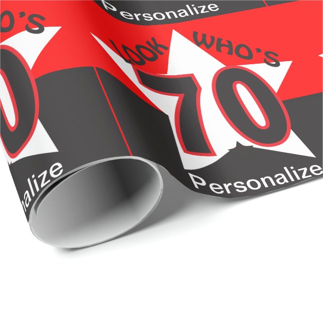 Look Who's 70 Personalize - Birthday Wrapping Paper (Roll Corner)