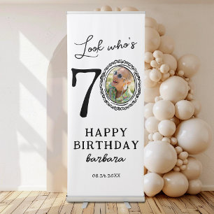 Look Who's 70 Photo 70th Birthday Party Retractable Banner