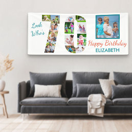 Look Who&#39;s 70 Photo Collage 70th Birthday Party Banner