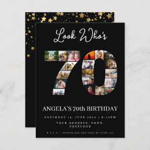 look who's 70 Photo Collage birthday party Invitation