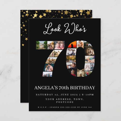 look whos 70 Photo Collage birthday party Invitation