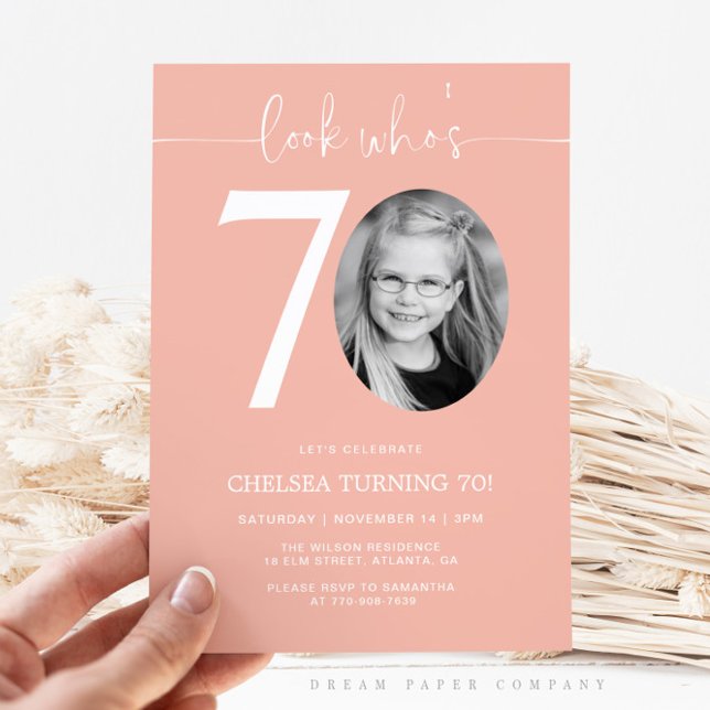 Look Who's 70 | Pink 70th Birthday Invite (Creator Uploaded)