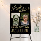 Look Who's 75 Black & Gold 2 Photo Birthday Party