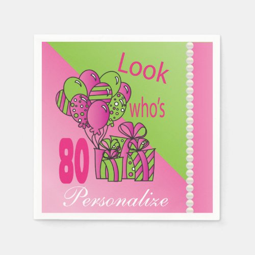 Look Whos 80  80th Birthday Paper Napkins