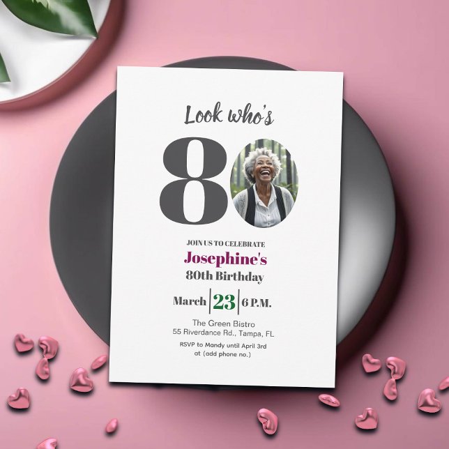 Look who's 80! Birthday Party Photo Invitation (Creator Uploaded)