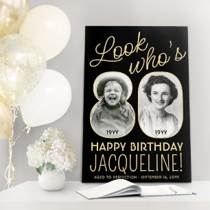 Look Who's 80 Black & Gold 2 Photo Birthday Party Foam Board