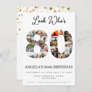 look who's 80 grandparent birthday Photo Collage Invitation