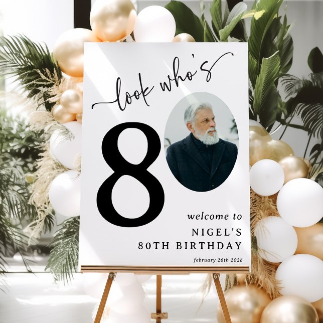 Look Who's 80! Modern Photo 80th Birthday Foam Board (Creator Uploaded)